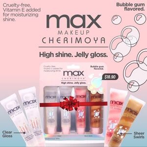 Max Makeup Cherimoya Bubble Gum Lip Gloss Set – High Shine Jelly Gloss (4 Pack)
